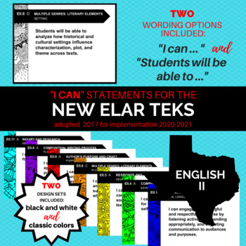 Preview of NEW English II TEKS I Can Statements