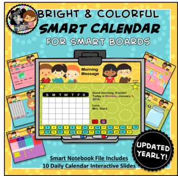 Preview of Interactive Calendar for SMART Board PK K 1st BRIGHT THEME