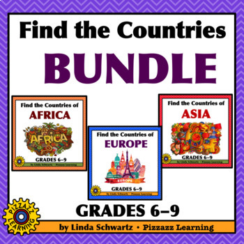 Preview of FIND THE COUNTRIES BUNDLE •  GRADES 6–9