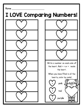 Preview of NEW! I LOVE Comparing Numbers! Valentine's Day Math Fun! Add OR multiply!