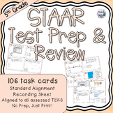 5th Grade Math STAAR Review Test Prep Task Cards with Stan