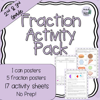 Preview of NO PREP! Fraction Activity Pack 2nd 3rd Grade 2.3A 2.3B 2.3C 2.3D 3.NF.A.1