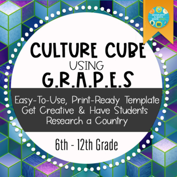Preview of NEW! Geography Culture Cube Using GRAPES (G.R.A.P.E.S)