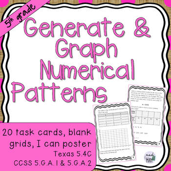 Preview of 5th Grade Generate & Graph Number Patterns Task Cards 5.4C, 5.G.A.1, 5.G.A.2