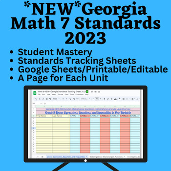 Preview of NEW! Georgia 7th Grade Math Standards Student Data Tracking Sheets