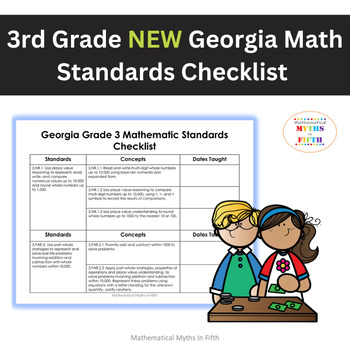 Preview of NEW Georgia Math Standards Checklist| Grade 3 Math Standards Checklist