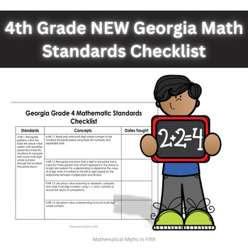 Preview of NEW Georgia Math Standards Checklist | Grade 4 Math Standards Checklist