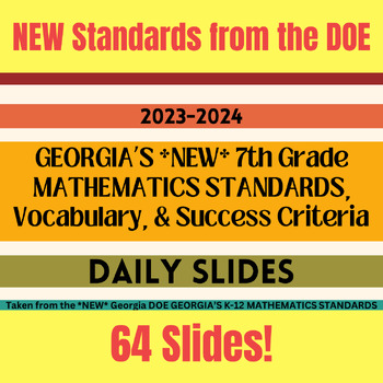 Preview of NEW Georgia MATH Standards 7th Grade Daily Slides