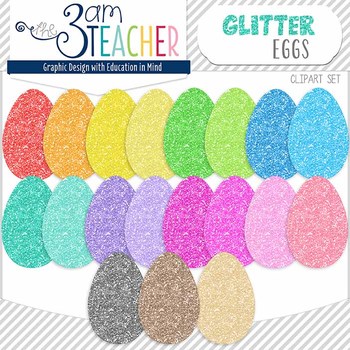 Preview of NEW Glitter Easter Eggs Clip Art Set!!