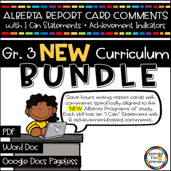 Preview of NEW Grade 3: Alberta Report Card Comments Template | Editable I Can Statements