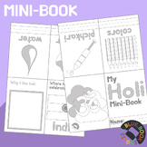 Holi Mini-book, India Coloring and Vocabulary No Prep