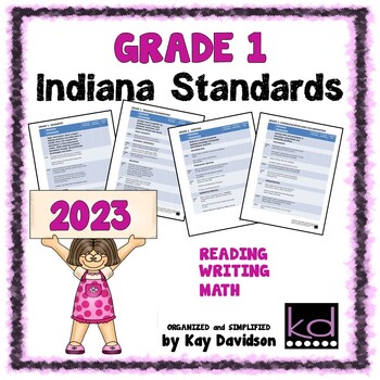 Preview of First Grade Indiana Standards: Simplified 2023 Math and ELA by Kay Davidson