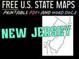 NEW JERSEY FREE PRINTABLE STATE MAP (IN PDF AND MS WORD FORMATS)