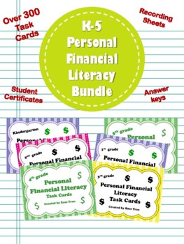 Preview of BEST BUY!  K-5 Personal Financial Literacy Bundle (Over 300 task cards)