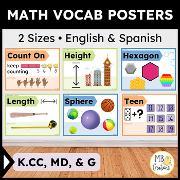 Preview of Kindergarten iReady Math Word Wall Vol 2 Spanish English K.CC, MD, G Vocabulary