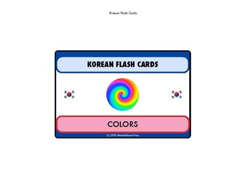 Preview of NEW Korean Language Flash Cards Set - colors set of 24 cards