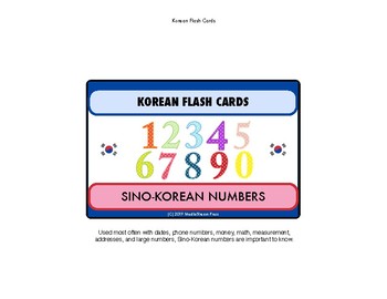 Preview of NEW Korean Language Flash Cards Set - numbers and counting set of 62+ cards