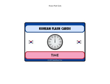 Preview of NEW Korean Language Flash Cards Set - telling time set of 28 cards