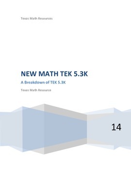 Preview of STAAR 5th Grade MATH Breakdown TEK 5.3K (2014-2015)