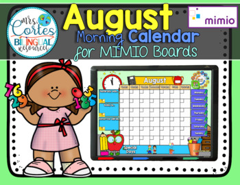 Preview of Morning Calendar For MIMIO Board - August (Back to School)