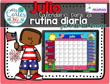 Preview of Morning Calendar For MIMIO Board - Julio (4 de julio)