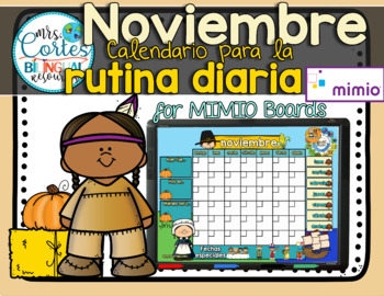 Preview of Morning Calendar For MIMIO Board - Noviembre (Acción de Gracias)
