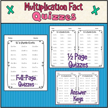 NEW! Mulitplication Fact Practice Booklets with Quizzes by Elizabeth Vlach