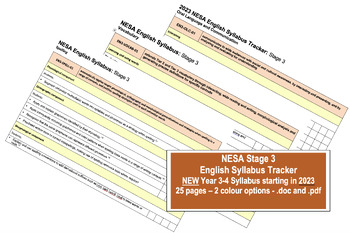Preview of NEW NESA English Syllabus Tracker Stage 3 NSW Outcomes and Content