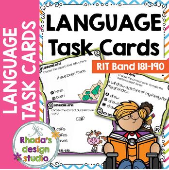 Preview of NEW: NWEA MAP Prep Language Arts Practice Task Cards RIT Band 181-190 Testing