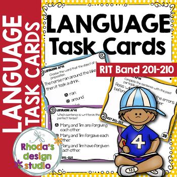 Preview of NEW: NWEA MAP Prep Language Arts Practice Task Cards RIT Band 201-210 Testing