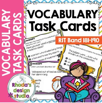 Preview of NEW: NWEA MAP Prep Vocabulary Practice Task Cards RIT Band 181-190 Testing