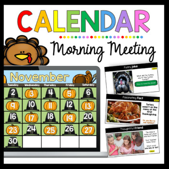 Preview of November digital calendar - Kindergarten morning meeting - Weather SEL Jokes