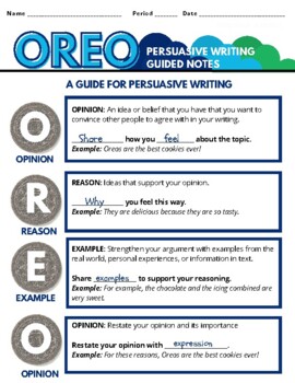 Preview of NEW!: OREO Writing Strategy Graphic Organizer | Persuasive Writing