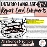 NEW UPDATED Ontario LANGUAGE Grade 7 Report Card Comments 