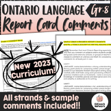 NEW UPDATED Ontario LANGUAGE Grade 8 Report Card Comments 