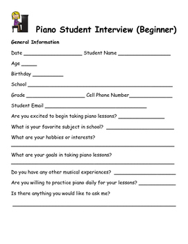 Preview of NEW PIANO STUDENT INTERVIEW- BEGINNER