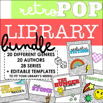 Preview of 90s Retro Pop Library Bundle! 65+ Genres, Authors, & Series Labels/Mini-Posters