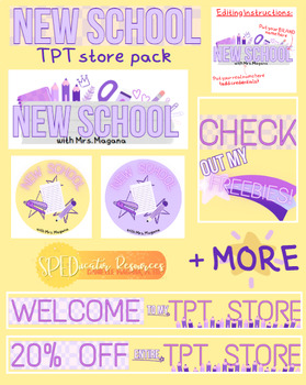 Preview of NEW SCHOOL tpt store pack - Logos, Column Banners, Leaderboards EDITABLE