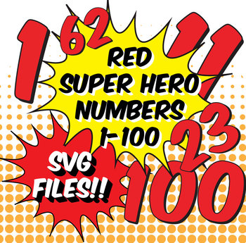 Preview of NEW!!! SVG Files! Numbers 1-100, Matches Superhero Alphabet, PDF, PNG, JPG, SVG