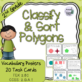 2nd Grade Geometry Classify & Sort 2D Shapes Task Cards, P