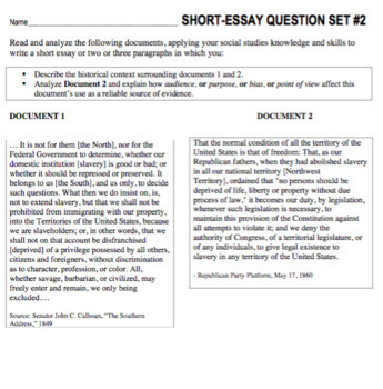nys us history regents short essay questions