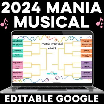 Preview of NEW Spanish Music Bracket Madness March mania musical 2024 música en clase