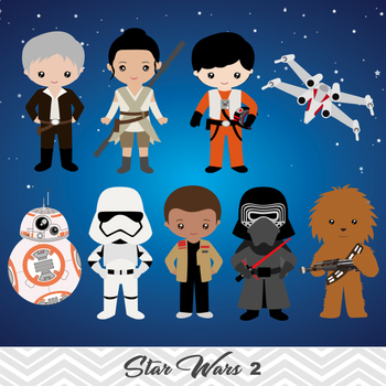 Preview of NEW Star Wars Digital Clip Art, BB8, Rey, Finn, Kylo Ren, 0227