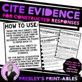 NEW Texas STAAR Reading Constructed Response Cite Evidence