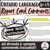 Ontario LANGUAGE Report Card Comments Grade 7 and 8 UPDATE