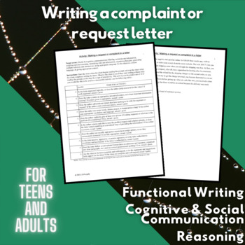 Preview of Writing complaint/request letters: cog-com, functional writing