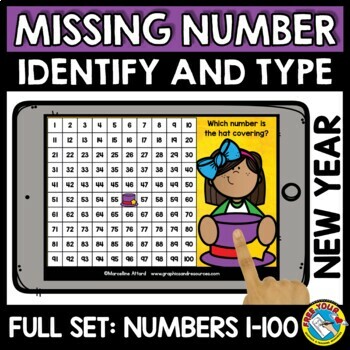 Preview of NEW YEAR ACTIVITY 1ST GRADE HUNDRED CHART MISSING NUMBERS TO 100 JANUARY MATH