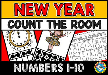 Preview of NEW YEAR ACTIVITY 2024 KINDERGARTEN MATH COUNT THE ROOM NUMBERS 1-10