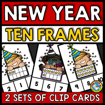 Preview of NEW YEAR ACTIVITY 2024 KINDERGARTEN MATH TEN FRAMES SUBITIZING CARDS TO 10