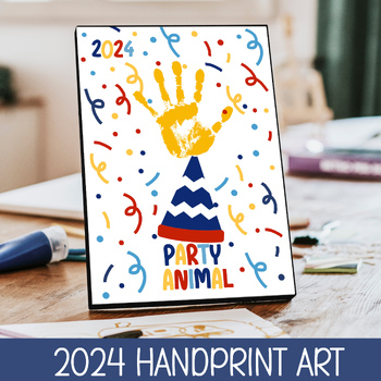 Preview of NEW YEAR CRAFT, PRESCHOOL HANDPRINT ART, DAYCARE ACTIVITY, JANUARY PRINTABLE